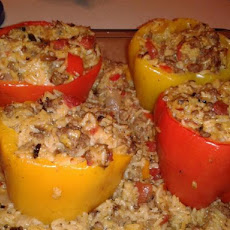 Ground Beef Stuffed Green Bell Peppers With Cheese