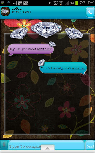 【免費個人化App】GO SMS - VintageFlowerDiamond-APP點子