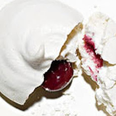 Vanilla Meringues with Sour Cherry Centers