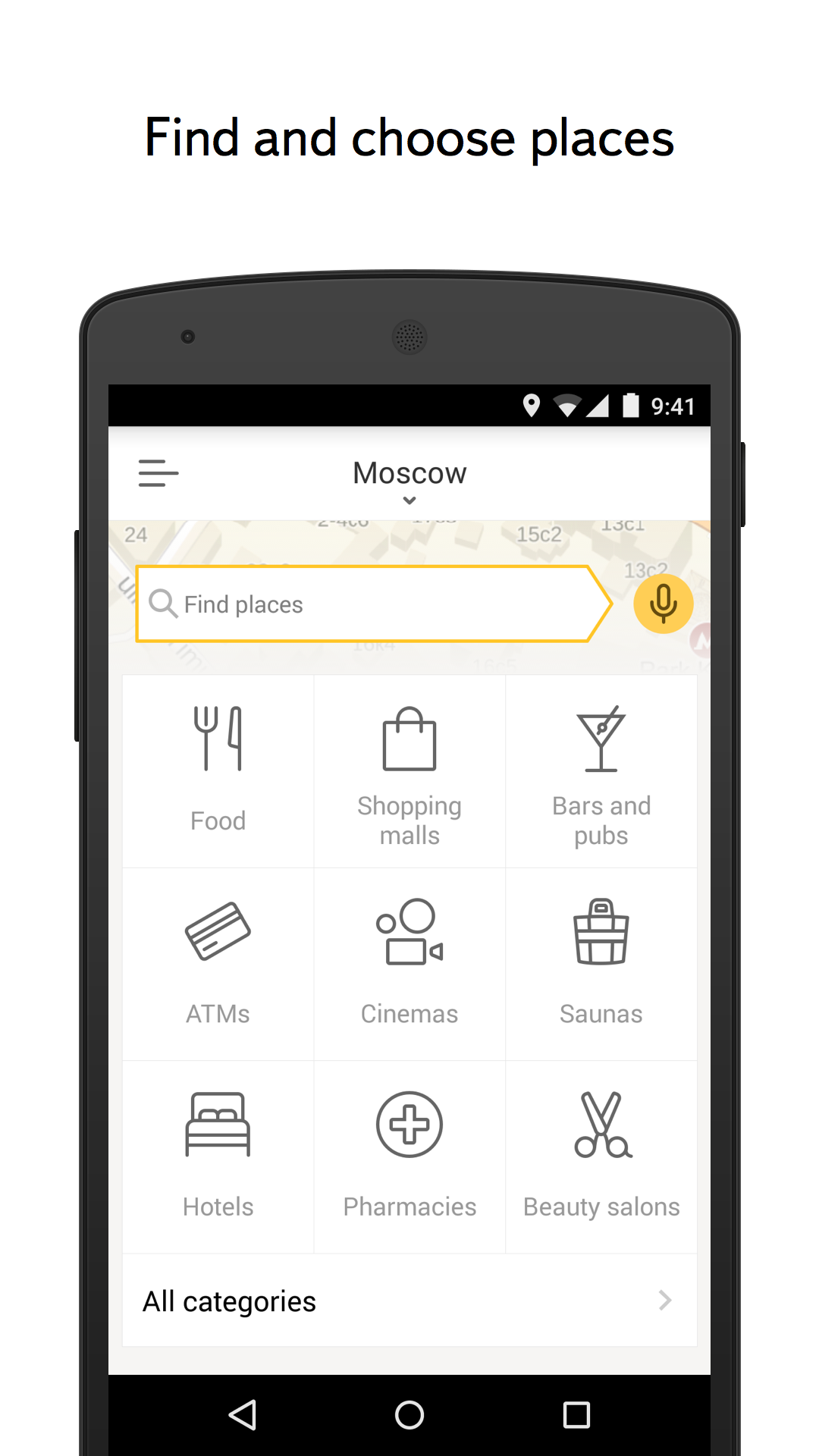 Android application Yandex.City screenshort