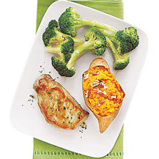 Twice-Baked Sweet Potatoes with Pork Chops
