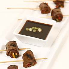 Grilled Beef Rolls with Scallion Soy Dipping Sauce