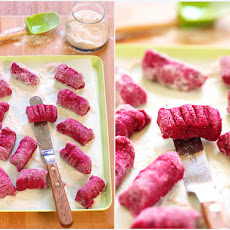 Beet and Potato Gnocchi, with Hazelnuts