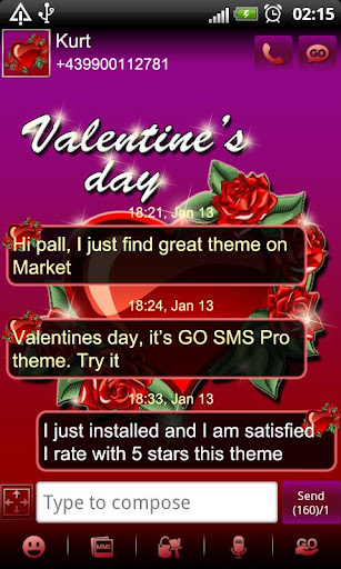 Valentines day 2 GO SMS theme