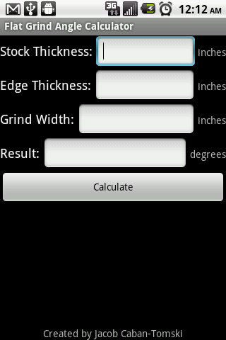 Flat Grind Angle Calculator