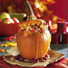 Stuffed Pumpkin with Cranberry-Raisin Bread Pudding