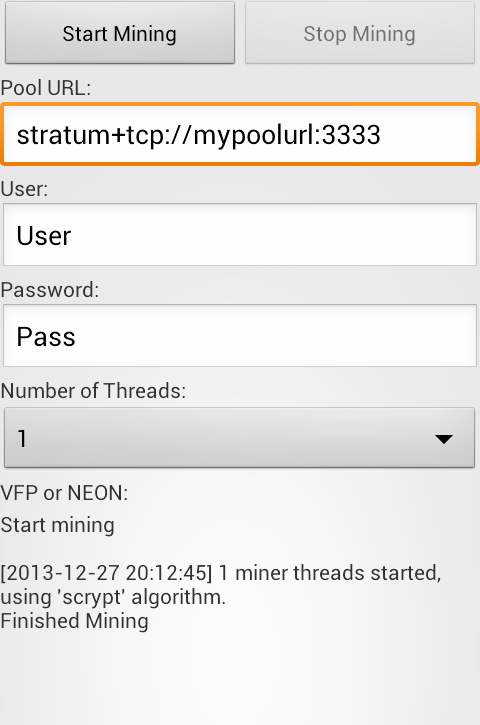 Android application Bitcoin and sha256 Miner PRO screenshort