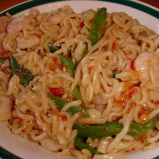 Orange-Sesame Noodles With Grilled Shrimp