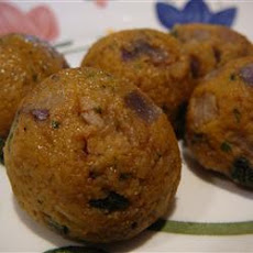 Mini Pumpkin Sage Balls with Balsamic Creme Fraiche