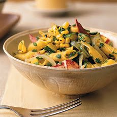 Penne with Lobster, Corn, Zucchini, and Arugula
