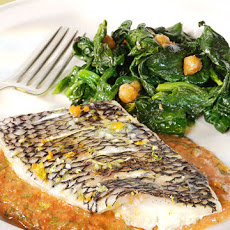 Steamed Black Bass with Sicilian-Style Pesto