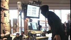 <p>
	Computer rig for 'IVY &amp; me' performed at the Museum of Anthropology, Vancouver, Canada, using wireless photography, remote control of video-spotlight, iOS devices, live drawing and therapeutic biography techniques.</p>
