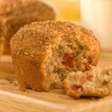 Rhubarb Muffins With Walnut Streusel
