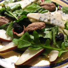Autumn Greens with Gorgonzola, Spiced Pecans, and Roasted Garlic and Shallots Honey Mustard Dressing
