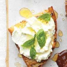 Ricotta with Lemon, Basil, and Honey Bruschetta