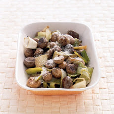 Grilled Mushrooms and Leeks