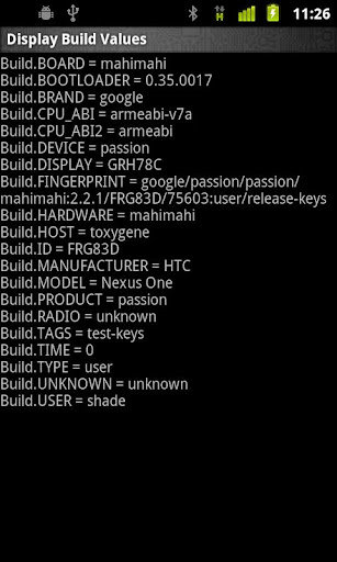 Display Build Values