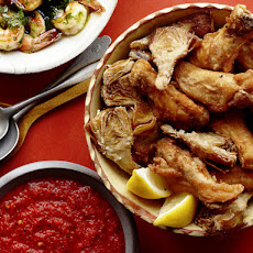 Fried Chicken and Artichokes with Salsa Brava