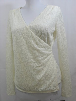 ALFANI $49 Ivory Pullover Mock Wrap Top - Sz PM