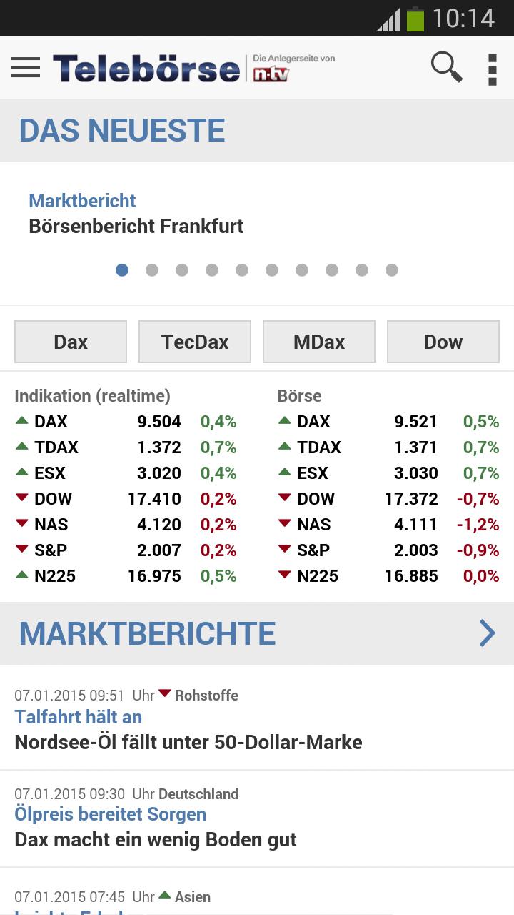 Android application Telebörse screenshort