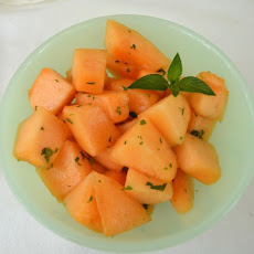 Cantaloupe with honey, mint & lime