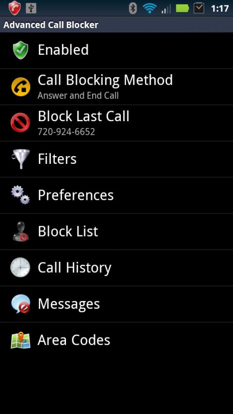 Android application Advanced Call Blocker screenshort