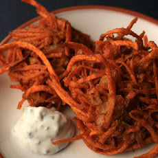 New Mexican Sweet Potato Latkes with Lime–Sour Cream Sauce Recipe
