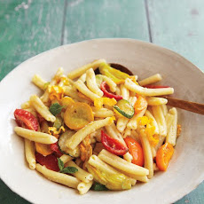 Pasta with Tomatoes, Squashes, and Blossoms