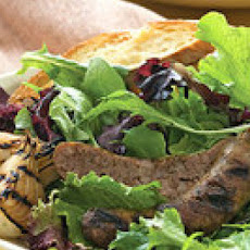 Grilled Sausage Salad with Ginger Crostini