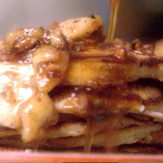 Ricotta Pancakes with Banana-Pecan Syrup