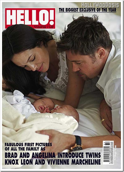 Angelina Jolie y Brad Pitt muestran sus bebes mellizos Knox y Vivienne al mundo