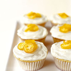 White Chocolate Cupcakes with Candied Kumquats