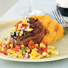 Chile-Rubbed Steak with Corn and Red Pepper Relish