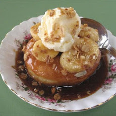 Warm Doughnuts a La Mode With Bananas and Spiced Caramel Sauce
