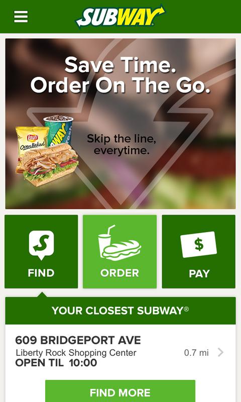 Android application Subway® screenshort