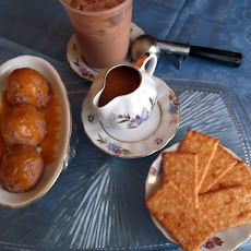 Easy Dulce de Leche-Chocolate Ice Cream Served With Orange Caramel Sauce