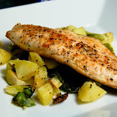 Pan Seared Trout w/ Roasted Brussels Sprouts & Potatoes