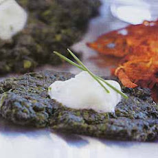 Greek-Herbed Spinach Latkes with Feta-Yogurt Sauce