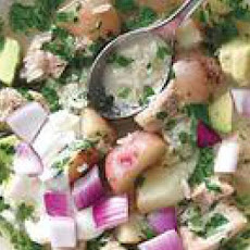 Chicken-Rice Soup with Sour Cream and Avocado