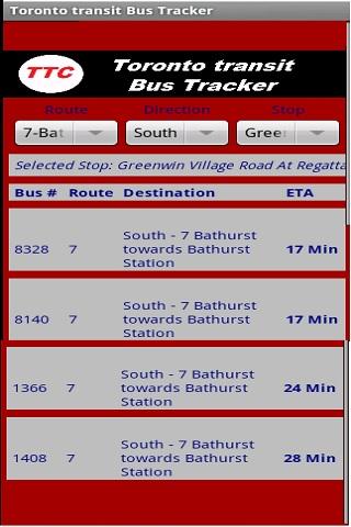 TTC Toronto Bus Tracker