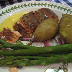 Smoked Salmon, BBQ Asparagus and Halloumi With Salsa Verde