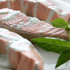 Ginger Poached Salmon with Lime Basil Cream