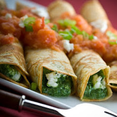 Spinach-feta Crepes With Tomato Coulis
