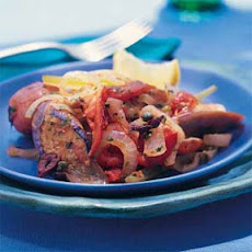Braised Eggplants and Potatoes with Tomatoes, Capers, and Olives