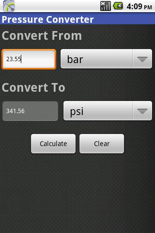 With the Pressure Converter you can easily convert to and from up to 28 different pressure measurements such as BAR to PSI or Pa to Torr.