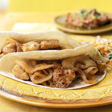 Chicken Soft Tacos with Sautéed Onions and Apples