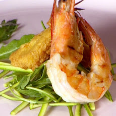 Grilled Shrimp with Zucchini, Almonds and Panelle