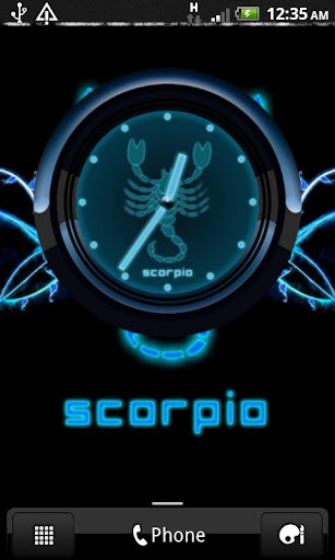 SCORPIO - Neon Blue Clock