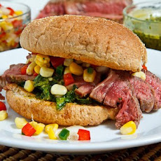 Chimichurri Steak Sandwiches with Roasted Corn and Red Pepper Salsa