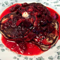 Honey & Buttermilk Buckwheat Pancakes W/cherry Rhubarb Sauce